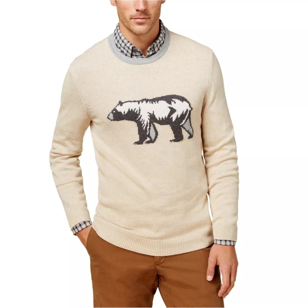 Club Room Men's Cotton Bear Crewneck Sweater Size XL